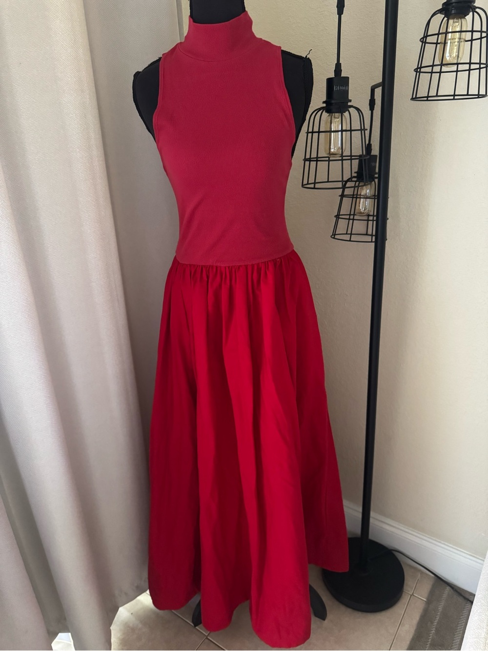 Reformation Sai Maxi Dress Red Mock Neck Sleeveless Small - Picture 2 of 10